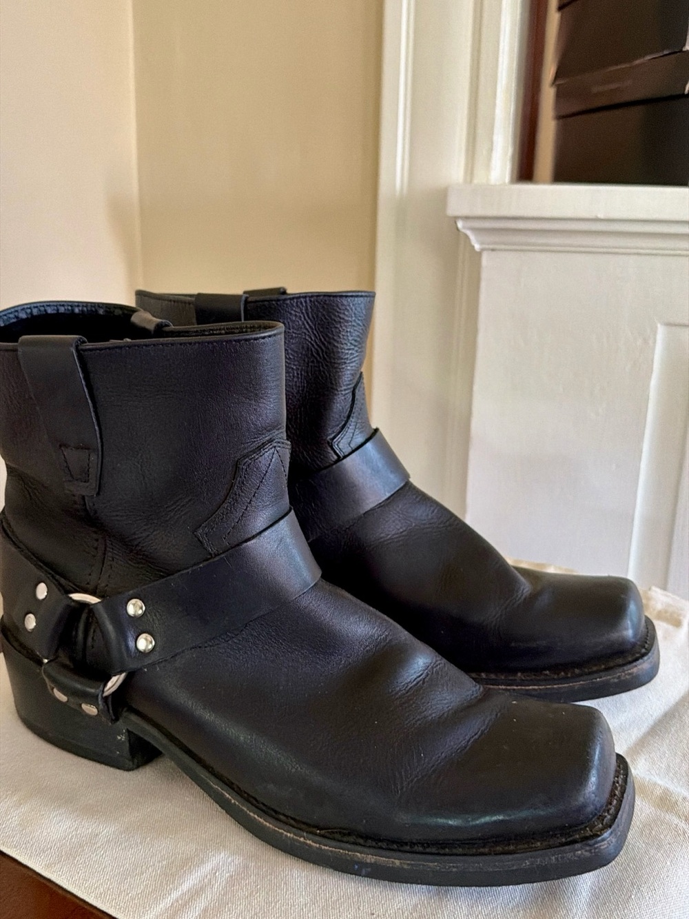 Durango Black Leather Harness Western Boots